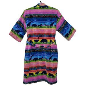 Vintage Monarch Royalist Terrycloth Robe 100% Cotton Safari All-over Print